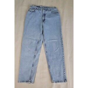 Vintage Levis 550 Jeans Juniors 13 31x28 Distressed Light Blue Tapered Mom 90s
